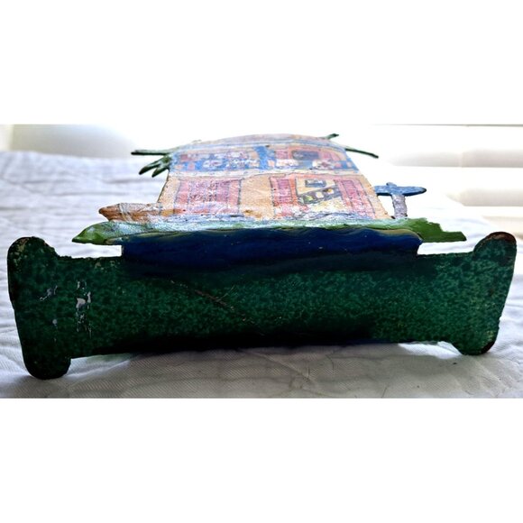 Folkart Boho Metal Napkin Holder Tropical Hand Painted Beach Palm Trees Hotel - Picture 4 of 4